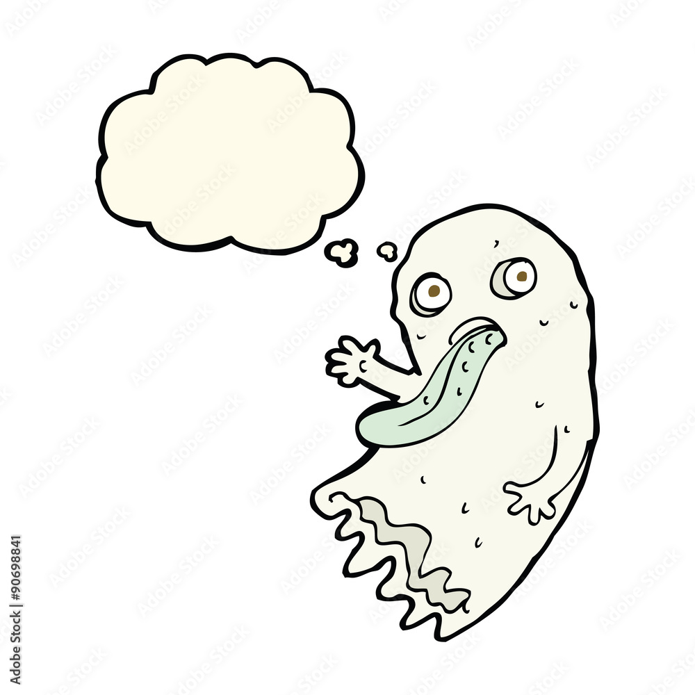 gross cartoon ghost with thought bubble gross cartoon ghost with thought bubble