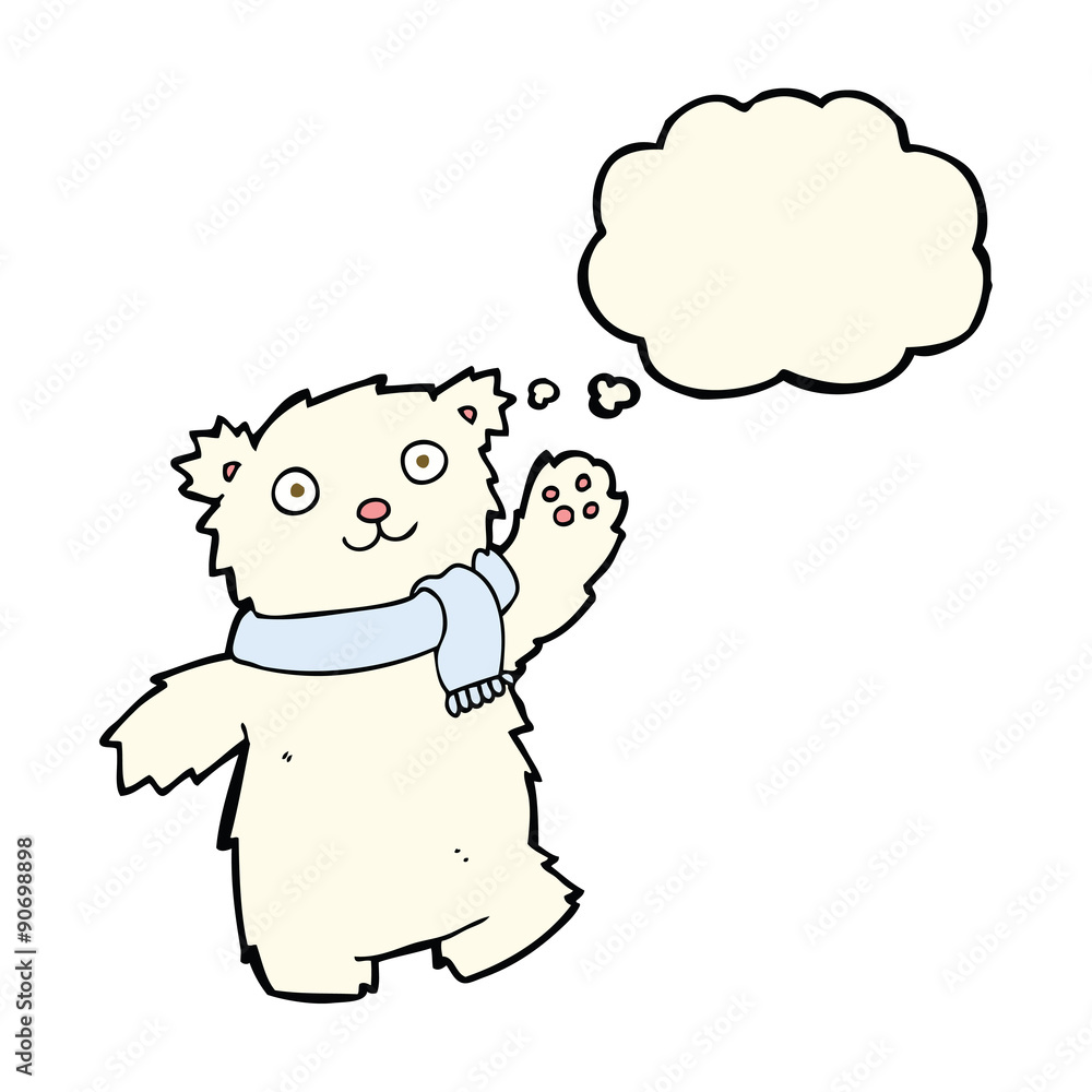cartoon teddy bear wearing scarf with thought bubble cartoon teddy bear wearing scarf with thought bubble