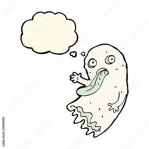 gross cartoon ghost with thought bubble
