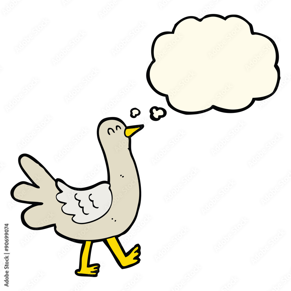 cartoon walking bird with thought bubble cartoon walking bird with thought bubble