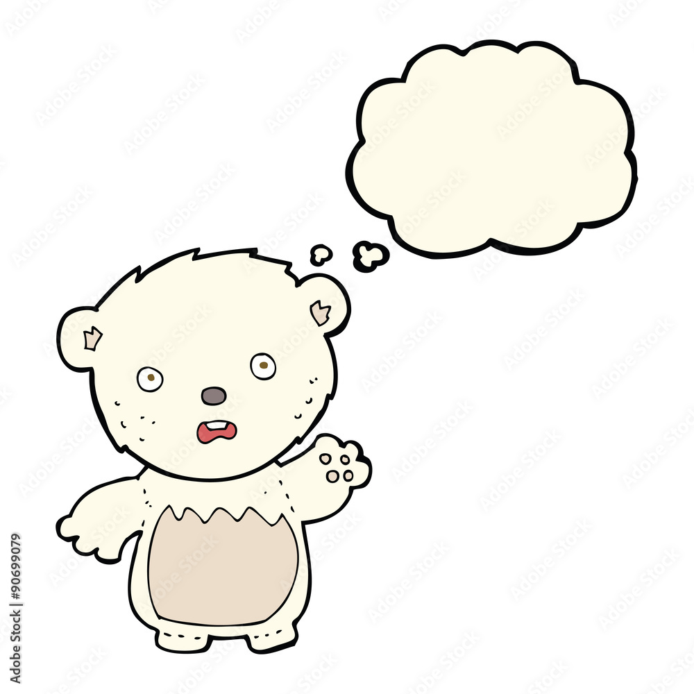 cartoon worried polar bear with thought bubble cartoon worried polar bear with thought bubble