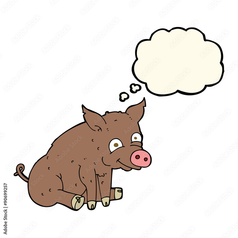 cartoon happy pig with thought bubble cartoon happy pig with thought bubble