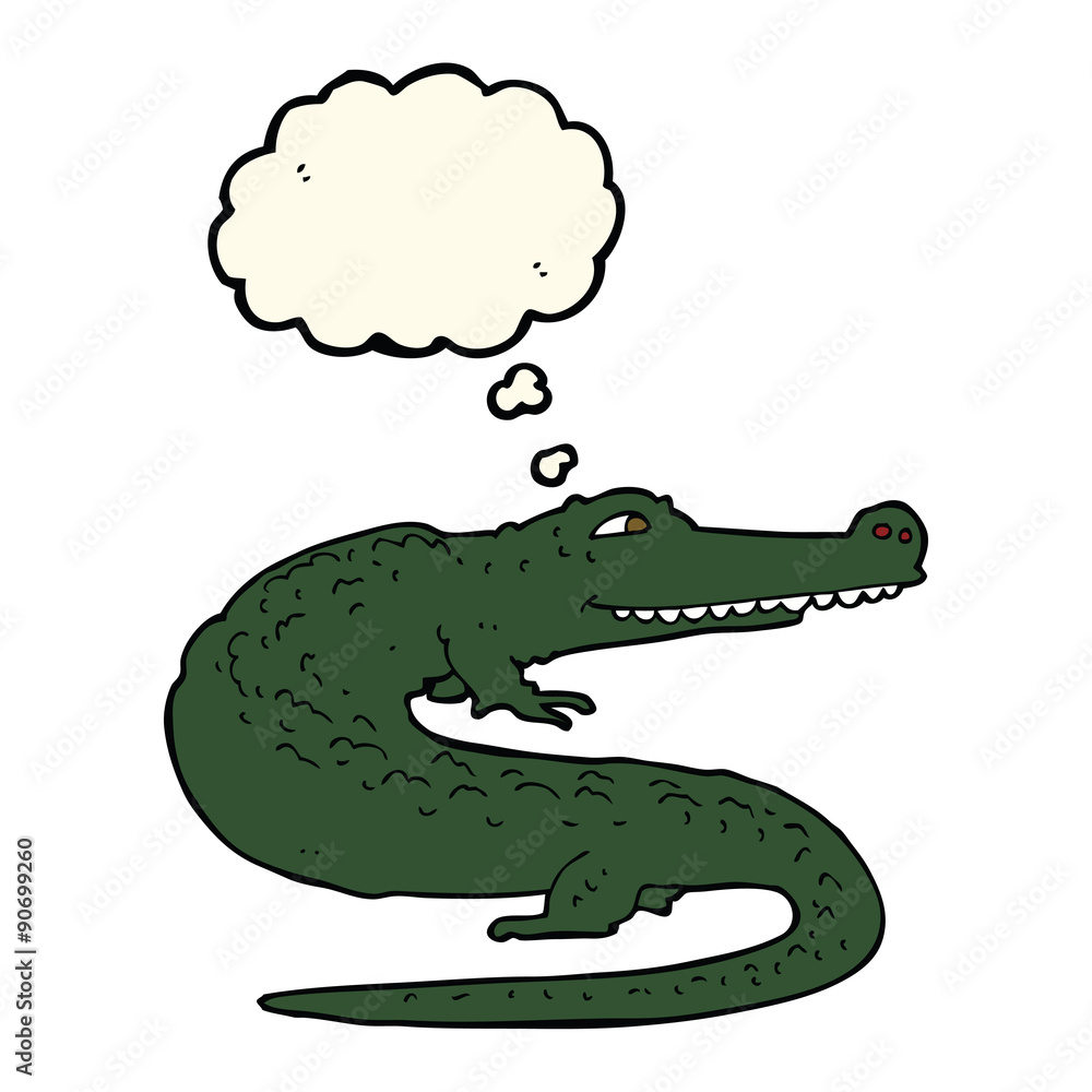 cartoon crocodile with thought bubble cartoon crocodile with thought bubble