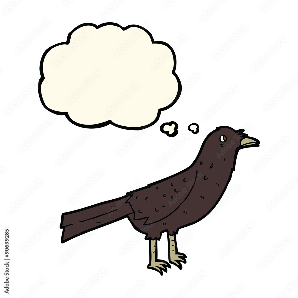 cartoon crow with thought bubble cartoon crow with thought bubble