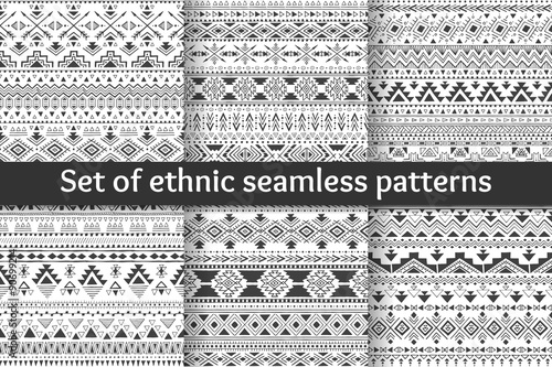 Set of six ethnic seamless patterns.