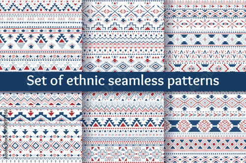 Set of six ethnic seamless patterns.