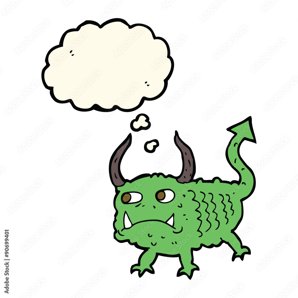 cartoon little demon with thought bubble cartoon little demon with thought bubble