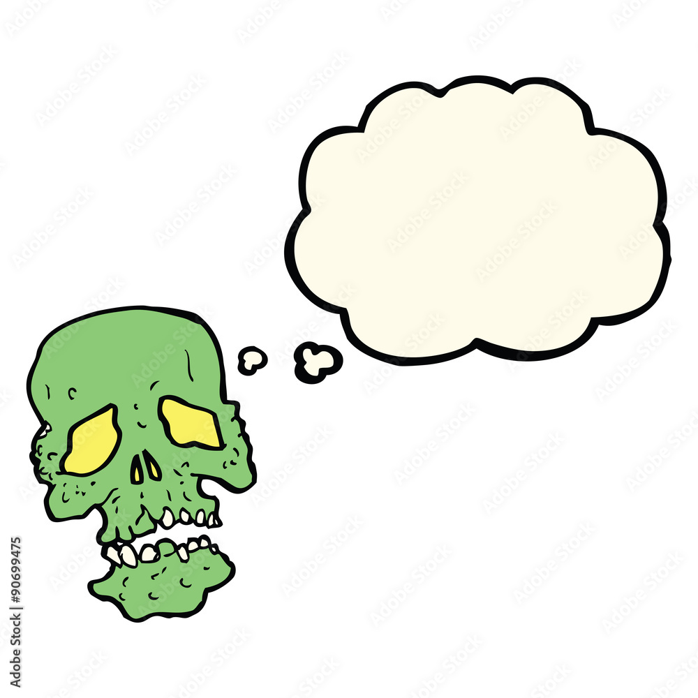 cartoon skull with thought bubble cartoon skull with thought bubble