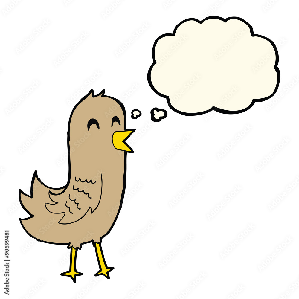cartoon happy bird with thought bubble cartoon happy bird with thought bubble