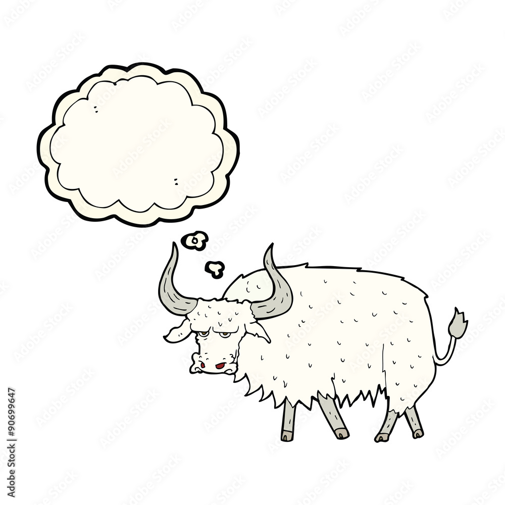 cartoon annoyed hairy ox with thought bubble cartoon annoyed hairy ox with thought bubble