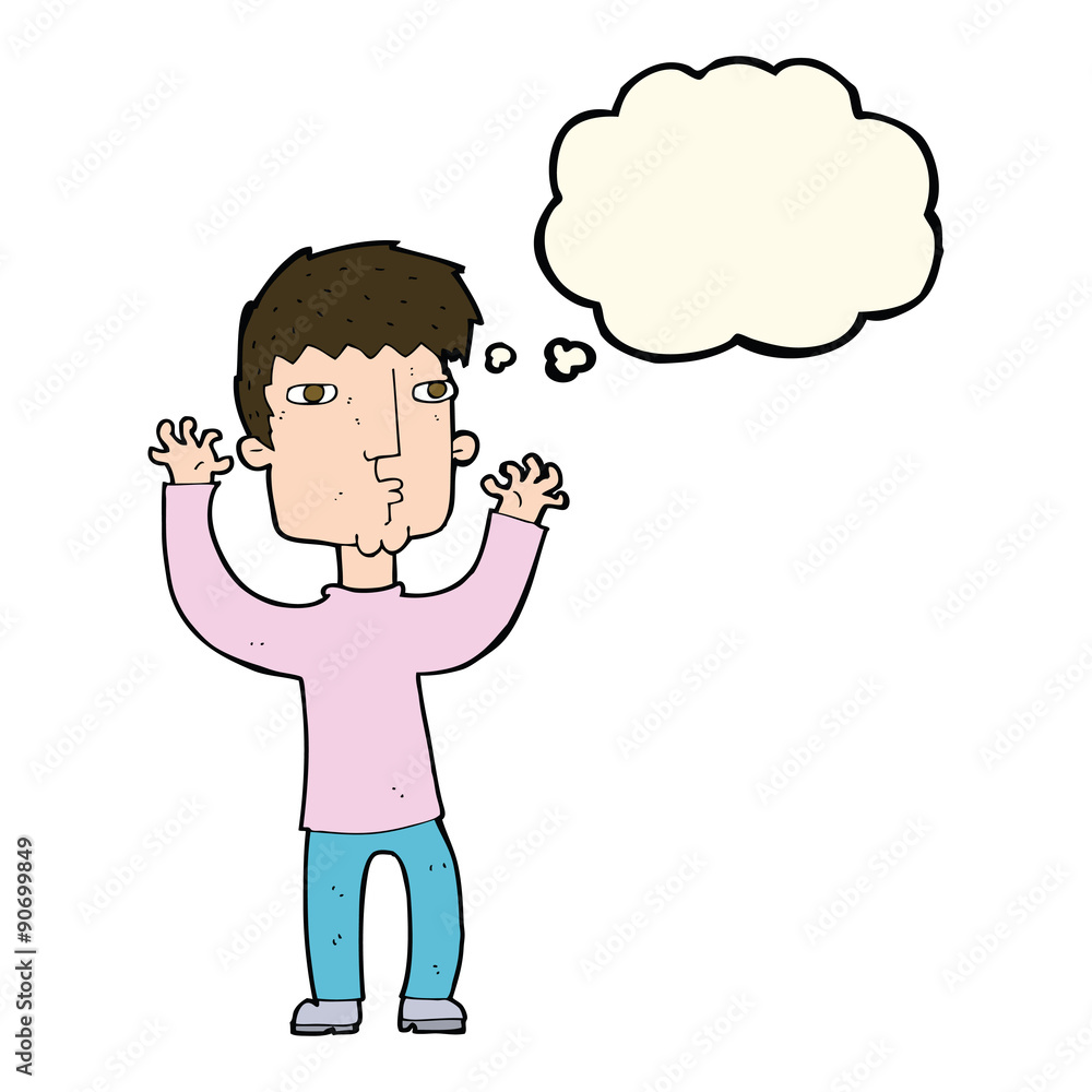cartoon anxious man with thought bubble cartoon anxious man with thought bubble