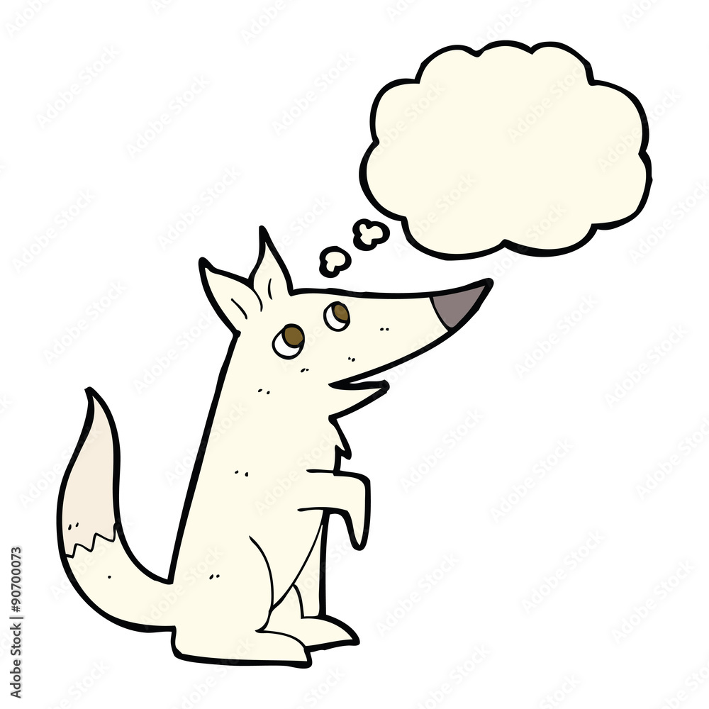 cartoon wolf cub with thought bubble cartoon wolf cub with thought bubble
