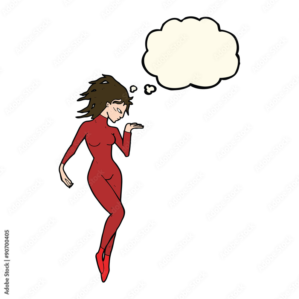 cartoon future space woman with thought bubble cartoon future space woman with thought bubble
