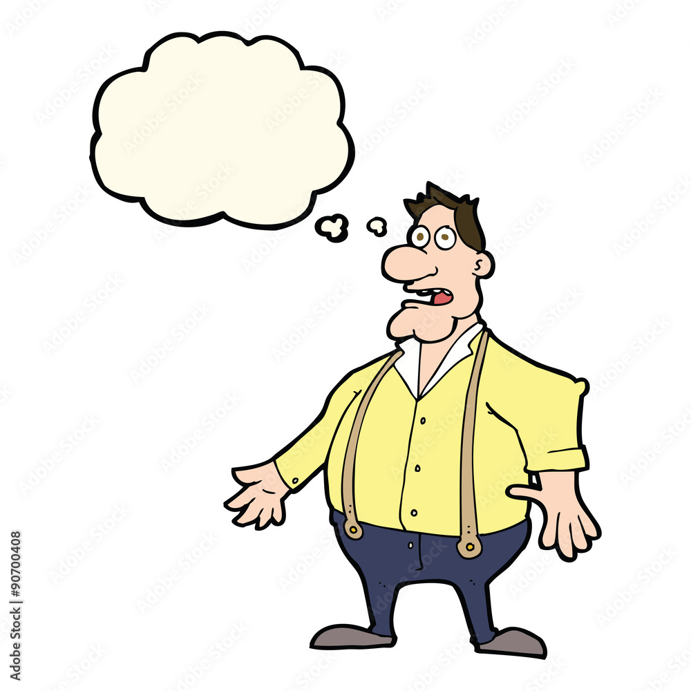 Fototapeta premium cartoon shocked man with thought bubble