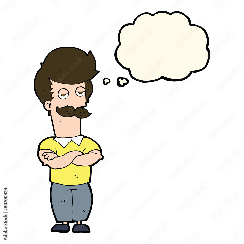 cartoon mustache muscle man with thought bubble cartoon mustache muscle man with thought bubble