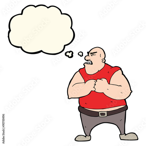 cartoon violent man with thought bubble