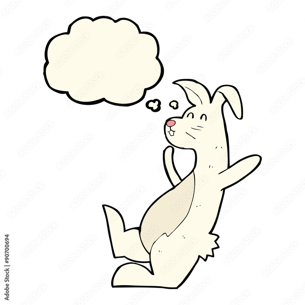 cartoon white rabbit with thought bubble cartoon white rabbit with thought bubble