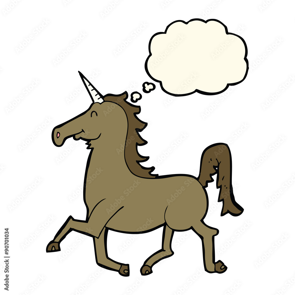 Fototapeta premium cartoon unicorn with thought bubble