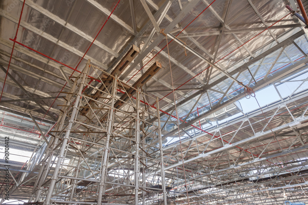 Building Inside Steel Framework on going construction Building Inside Steel Framework on going construction