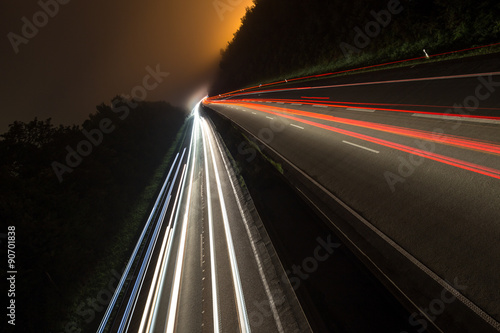 german autobahn traffic lights at night
