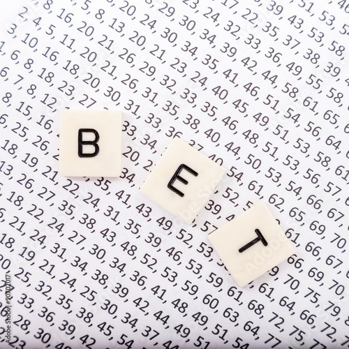 Lottery numbers with bet letter message