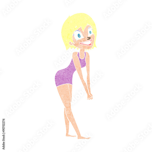 cartoon excited woman