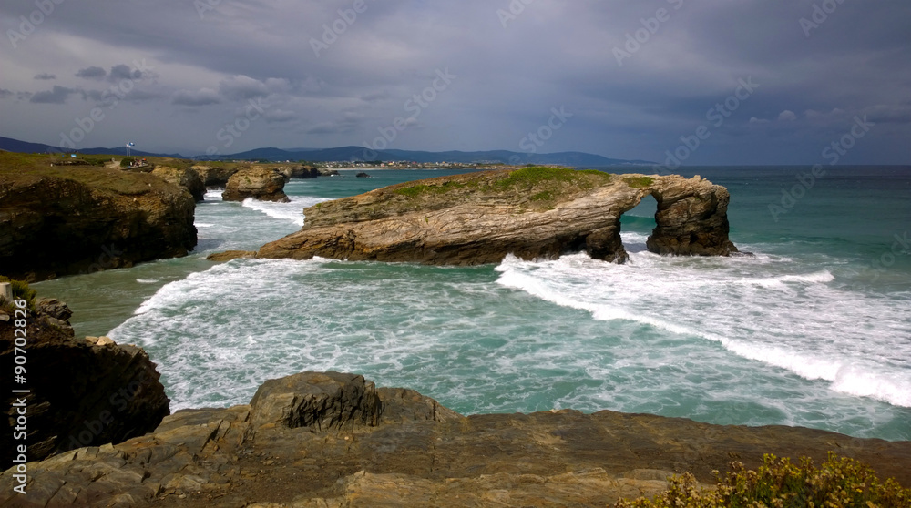 Beach of the Cathedrals in Ribadeo, Galicia - Spain Beach of the Cathedrals in Ribadeo, Galicia - Spain