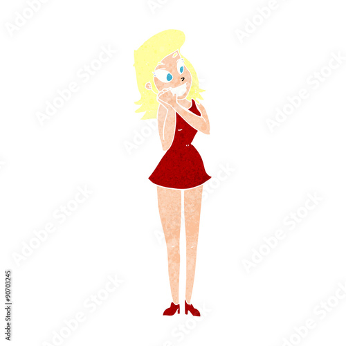 cartoon excited woman