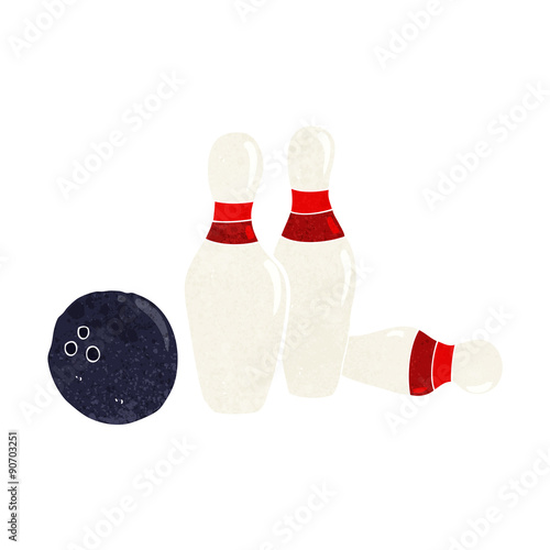 cartoon bowling ball and skittles