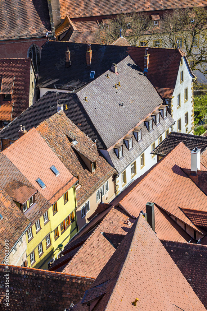 red shingle roofs in Rothenburg ob der Tauber