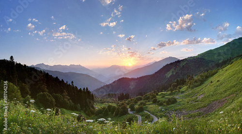 Sunset in the mountains of the Caucasus. Sochi photo