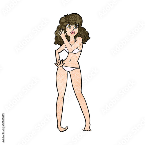 cartoon pretty woman in bikini
