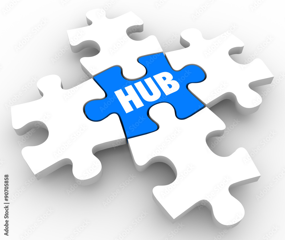 Hub Central Connection Middle Network Location Focus Puzzle Piec Stock  Illustration | Adobe Stock