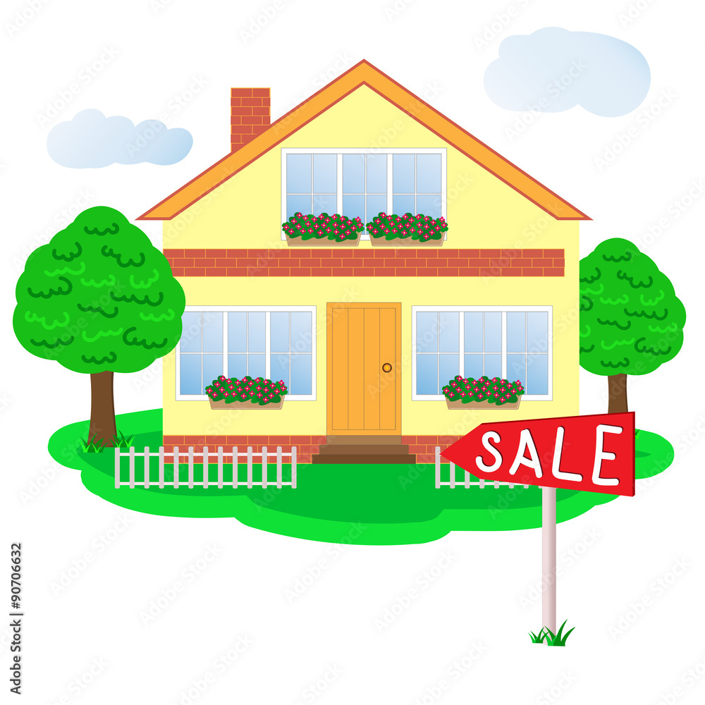 nice house for sale on white background