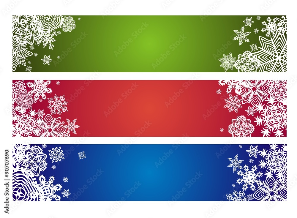 Winter horizontal banner with paper snowflakes Winter horizontal banner with paper snowflakes