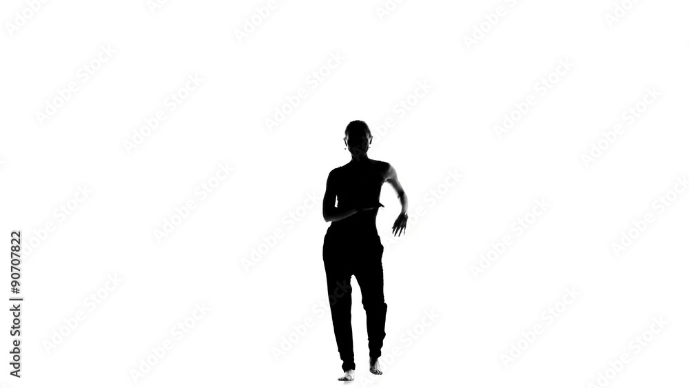 Beautiful social latina dancer in action, on white, silhouette Beautiful social latina dancer in action, on white, silhouette