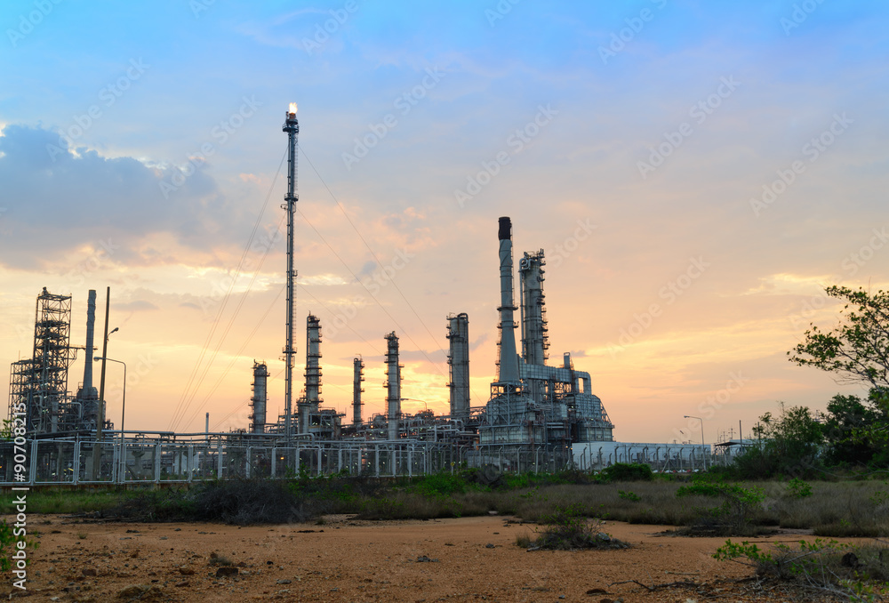 Oil refinery at sunrise