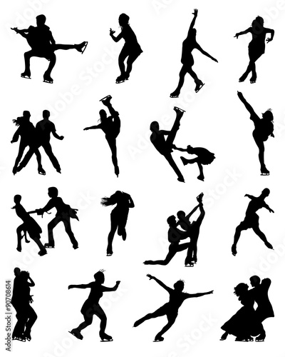 Black silhouettes of figure skaters  vector