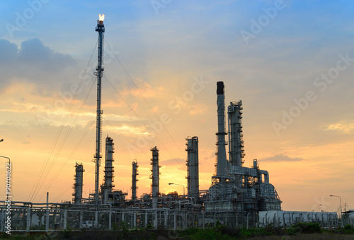 Oil refinery at sunrise