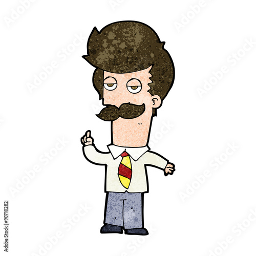 cartoon mna with mustache explaining