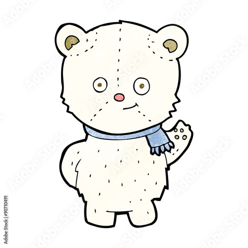 cute cartoon polar bear waving