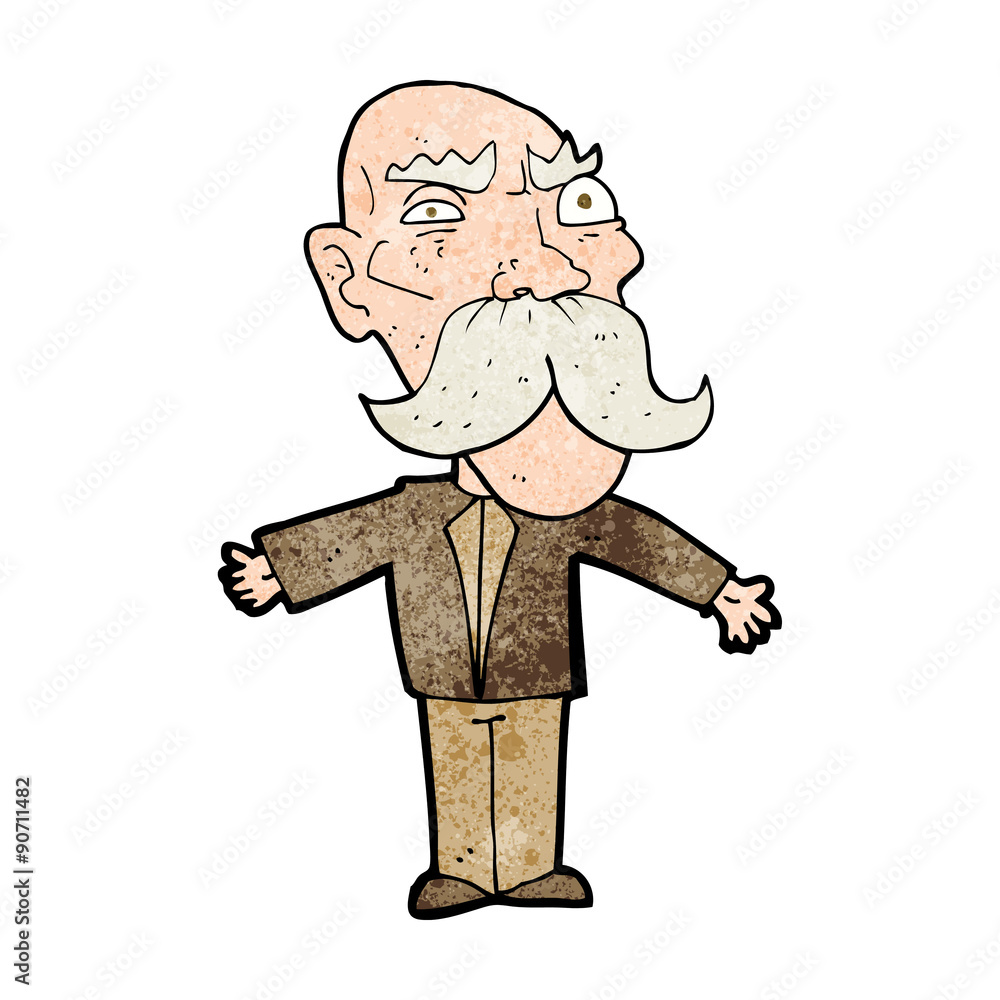 cartoon angry old man