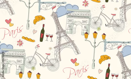 Tapety Symbole Paryża, pocztówka, wzór, wyciągnąć rękę