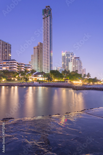Pattaya City beach and Sea in Twilight  Thailand
