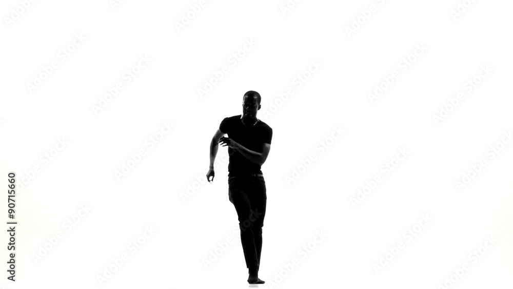 Happy afro american man dancer dancing latina dance on white Happy afro american man dancer dancing latina dance on white