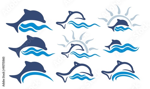 Fototapeta Naklejka Na Ścianę i Meble -  Logos dolphin.
