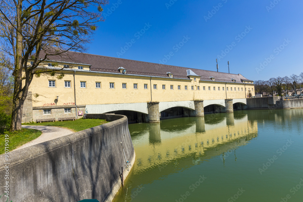 Historic weir at the river Isar in Munich Historic weir at the river Isar in Munich