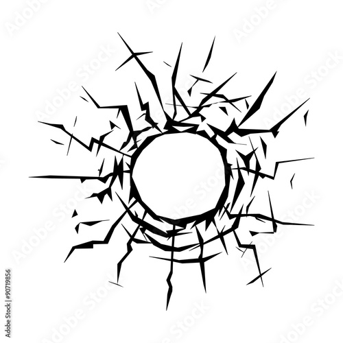 Bullet hole on a window flat icon for apps and websites