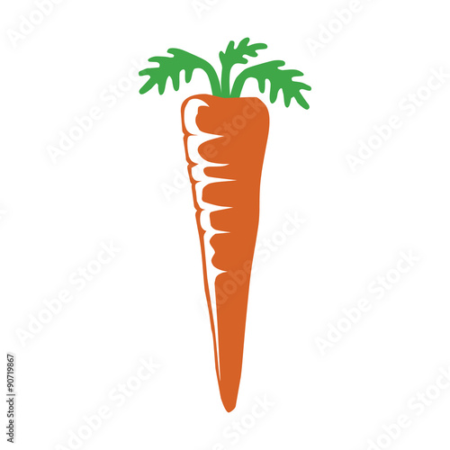 Orange carrot with green leaves flat icon for apps and websites