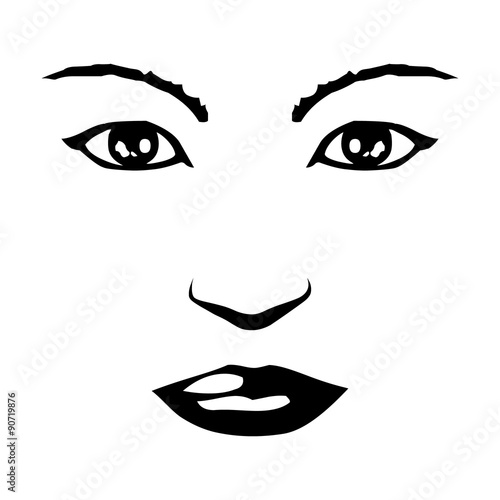 Female / Woman's perfect symmetrical face flat vector icon for apps and websites